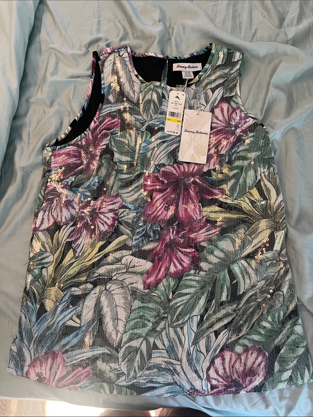 Tommy Bahama Tropical Sequin Shell Top - Jungle Jewels Sequin shell - size M